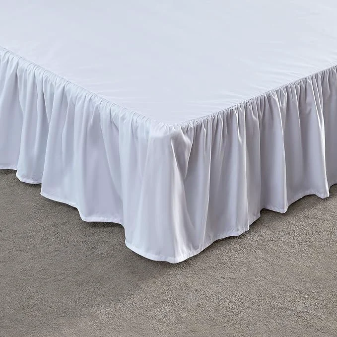 Practical SLEEP ZONE Ruffled Bed Skirts Twin Size Anti-Static Bedskirt Dust Ruffles with 15 inches Tailored Drop Easy Fit Fade Resistant White Twin High-Performance