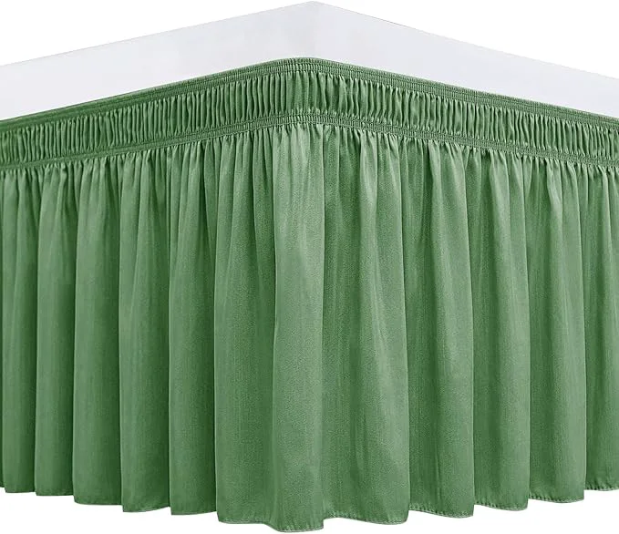 Genuine Biscaynebay Wrap Around Bed Skirts for King amp Cal King Beds 14 quot Drop Sage Adjustable Elastic Dust Ruffles Easy Fit Wrinkle Resistant Silky Luxurious Fabric Machine Washable Classic
