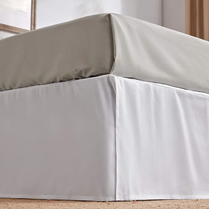 Environmentally Friendly SLEEP ZONE Pleated Bed Skirts King Size 15 inch Tailored Drop Easy Fit Bedskirt Anti-Static Fade Resistant King White Eco-Friendly