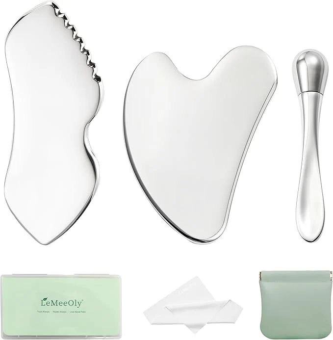 Responsible LeMeeOly 3pcs Stainless Steel Gua Sha Facial Tools Eye Cream Applicator Metal Versatile