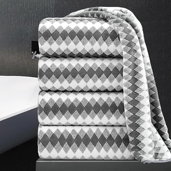Elegant 4 Piece Bath Towel Set Oversized Bath Sheet 35 x70 Bathroom Towel Extra Large Smart
