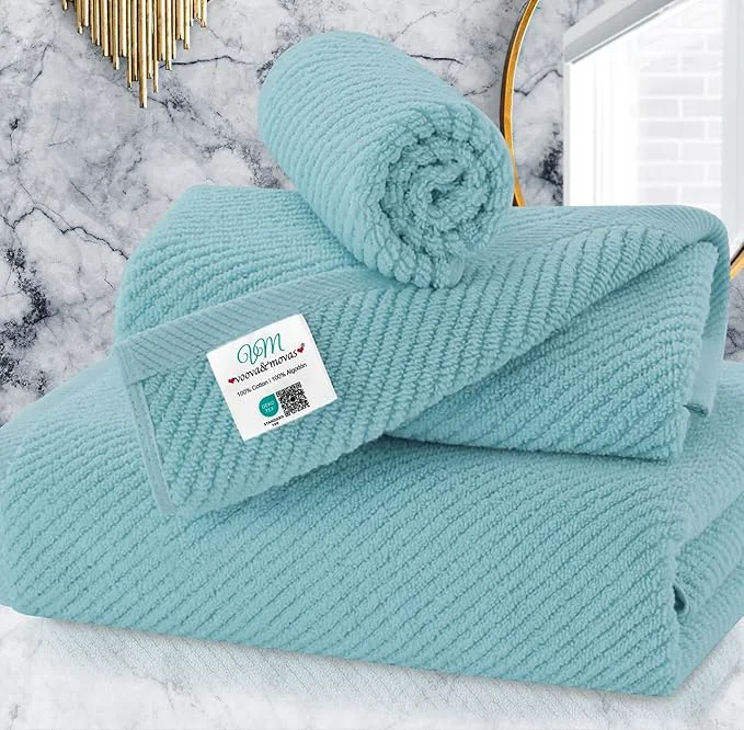 Proven VOOVA MOVAS Bathroom Towels Set Cotton Quick Dry Soft Thick Trusted