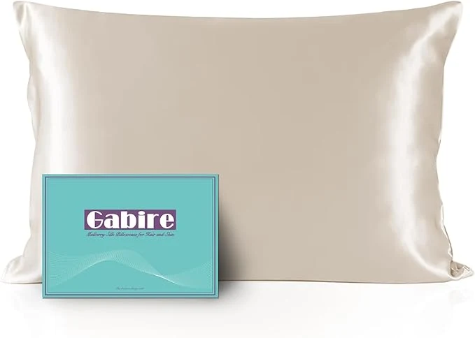 Soft Mulberry Silk Pillowcase for Hair and Skin Prevent Acne Pillowcase Both Sides Silk Pillowcases Organic Silk Pillowcase with Hidden Zipper Beige Standard 20 quot ×26 quot Fine
