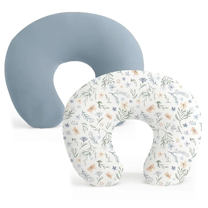 Genuine Konssy 2 Pack Nursing Pillow Covers Stretchy and Soft Nursing Cover for Breastfeeding Pillow Slipcover for Baby Girls Boys Newborn Blue Grass Ice Blue High-Performance