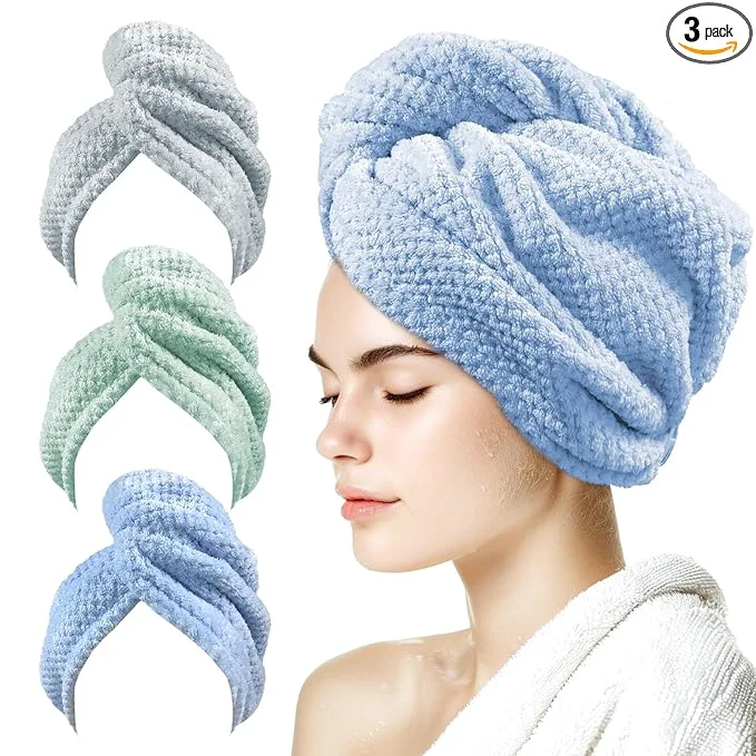 Detailed my novel things 3 Pack Microfiber Hair Towel Wrap Convenient