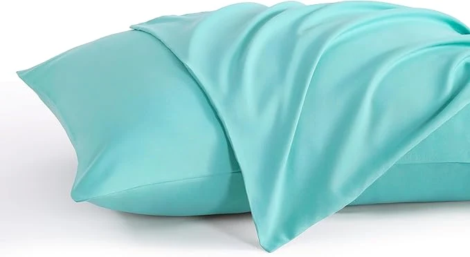 Next-Generation NTBAY Standard Pillow Cases Set of 2 2 Pack Brushed Microfiber 20x26 Pillow Cases Soft Wrinkle Fade Stain Resistant Aqua Pillow Cases with Envelope Closure 20x26 Inches Aqua High-Grade