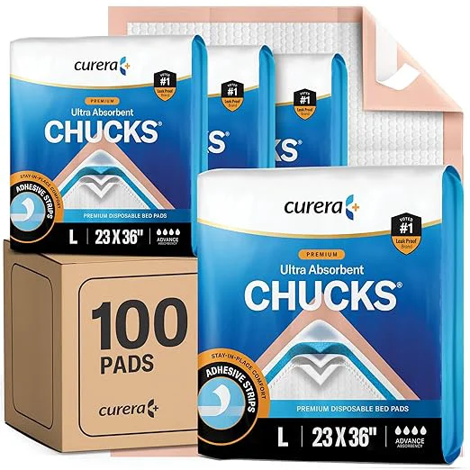 Secure Chucks® Premium Disposable Underpads 23 x36 Ultra Super Absorbent Chux Incontinence Bed Pads Disposable Adult with Adhesive Tape Pee Pads Pet Training Pads Large 23x36 100-Pack Superior