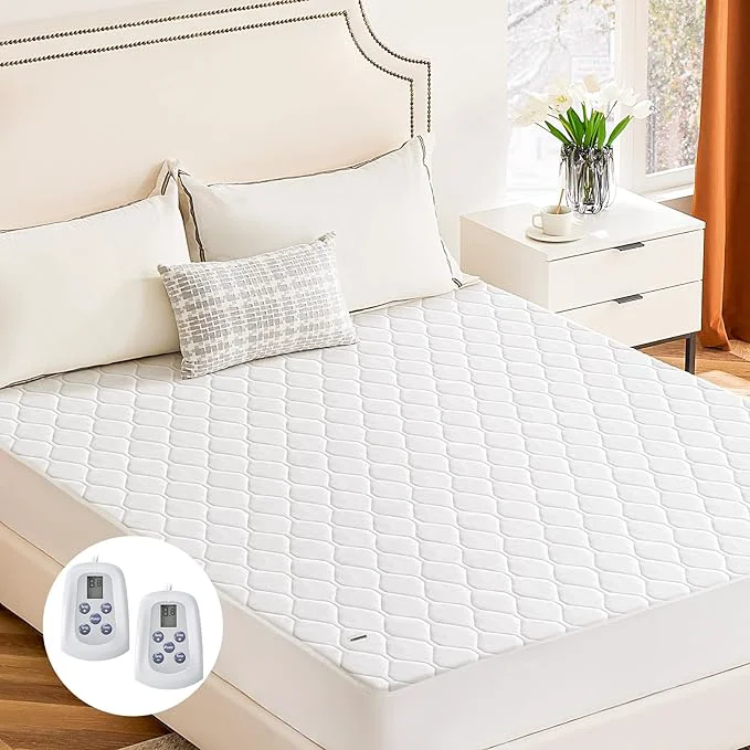 Superior Sweetcrispy Heated Mattress Pad Queen Size 80×60″ – Dual Zone Electric Bed Warmer 12 Adjustable Heat Settings 12‑Hour Auto Shut‑Off Machine Washable ETL Long-Lasting