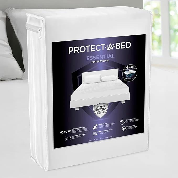 Easy-to-Use Protect-A-Bed Essential Mattress Pad Twin Waterproof Dust Mite Barrier Mattress Pad Breathable amp Quiet Antimicrobial Fits 11 quot -18 quot Mattresses Eco-Friendly