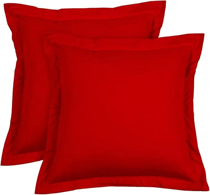 Modern Euro Sham Covers 28x28 Set of 2 Red 600 Thread Count Egyptian Cotton Pack of 2 Euro 28x28 Pillow Covers Cushion Cover Cases Soft Skin Friendly European Size Decorative Square Pillow Shams Long-Lasting