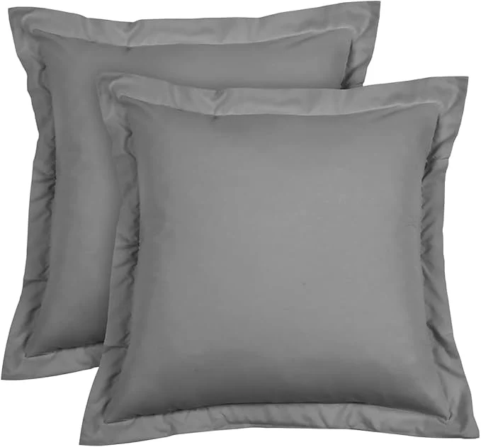 Specialty Euro Sham Covers 28x28 Set of 2 Dark Grey 600 Thread Count Egyptian Cotton Pack of 2 Euro 28x28 Pillow Cover Cushion Cover Cases Soft Skin Friendly European Size Decorative Square Pillow Shams Trusted