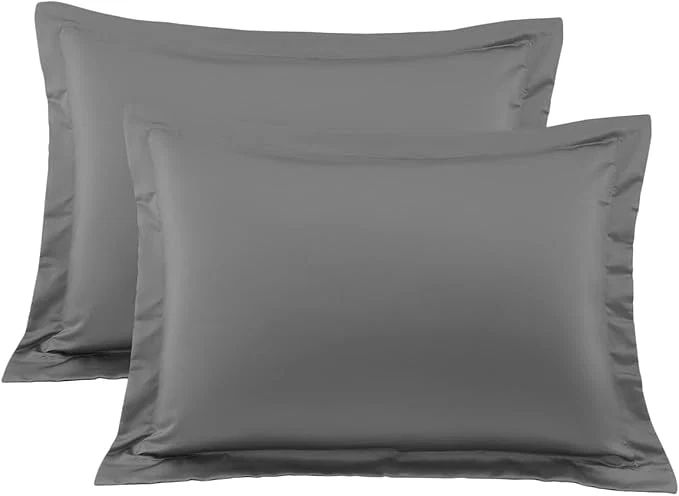 Easy-to-Use King Pillow Shams Set of 2 Dark Grey Pillow Shams King Size 20x36 Pillow Covers Egyptian Cotton 600 Thread Count Soft Skin Friendly Cushion Cover Cases Decorative Pillow Shams for Bed High-Quality