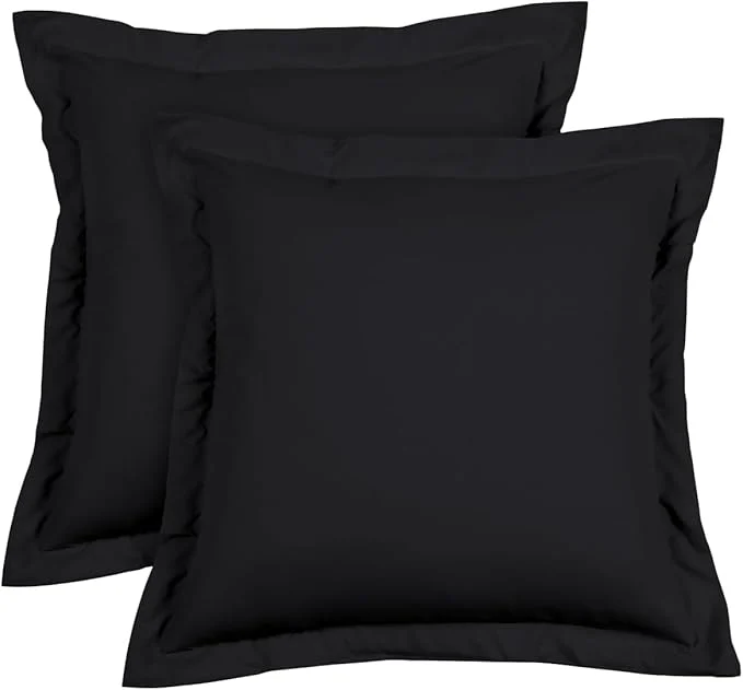 Green Euro Sham Covers 28x28 Set of 2 Black 600 Thread Count Egyptian Cotton Pack of 2 Euro 28x28 Pillow Cover Cushion Cover Cases Soft Skin Friendly European Size Decorative Square Pillow Shams Certified