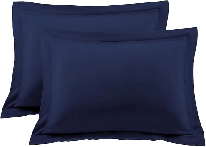 Fine Crafted King Pillow Shams Set of 2 Navy Blue Pillow Shams King Size 20x36 Pillow Covers Egyptian Cotton 600 Thread Count Soft Skin Friendly Cushion Cover Cases Decorative Pillow Shams for Bed Clean