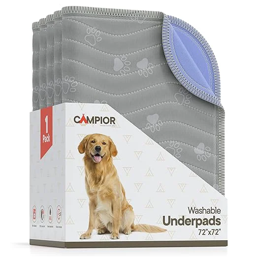 Original Washable Underpads 72 quot x72 quot Pack of 1 – Reusable Waterproof Bed Pads for Pets Kids amp Elderly Extra Heavy Absorbent Incontinence Training amp Bedwetting Pads Non-Slip TPU Backing Grey amp Blue Classic