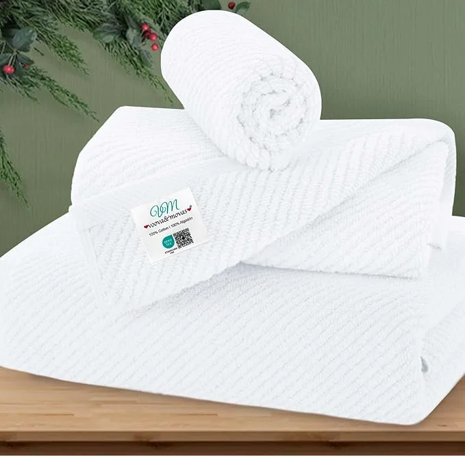 Trusted VOOVA MOVAS White Towels for Bathroom Cotton Quick Dry Soft Thick Certified