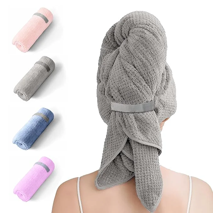 Authentic Microfiber Hair Towel Wrap for Women Quick-Dry Turban Ultra Absorbent Versatile