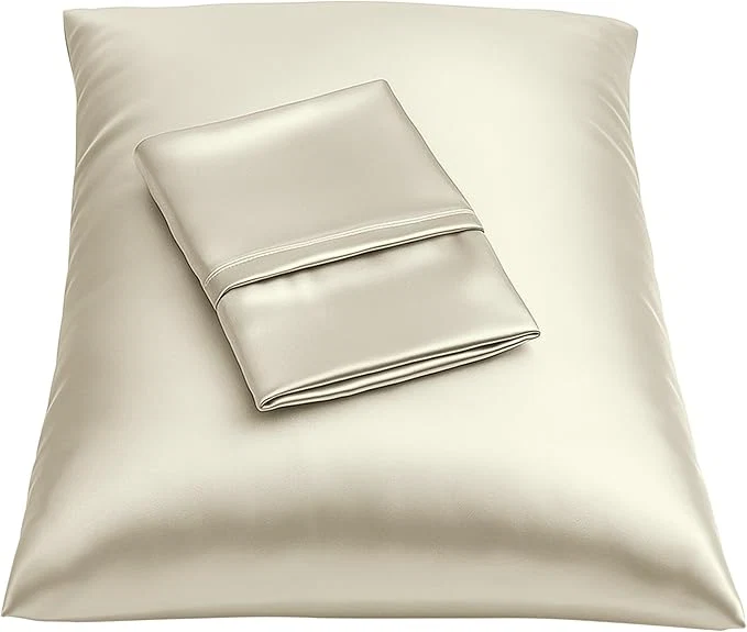 Flexible BLISSFORD Satin Pillowcase with Zipper for Hair and Skin Care Feels Soft and Cool Like a Silk Pillowcase Satin Pillow Cases 2 Pack Slik Pillow Cover Ivory - King Size Set of 2 Enhanced