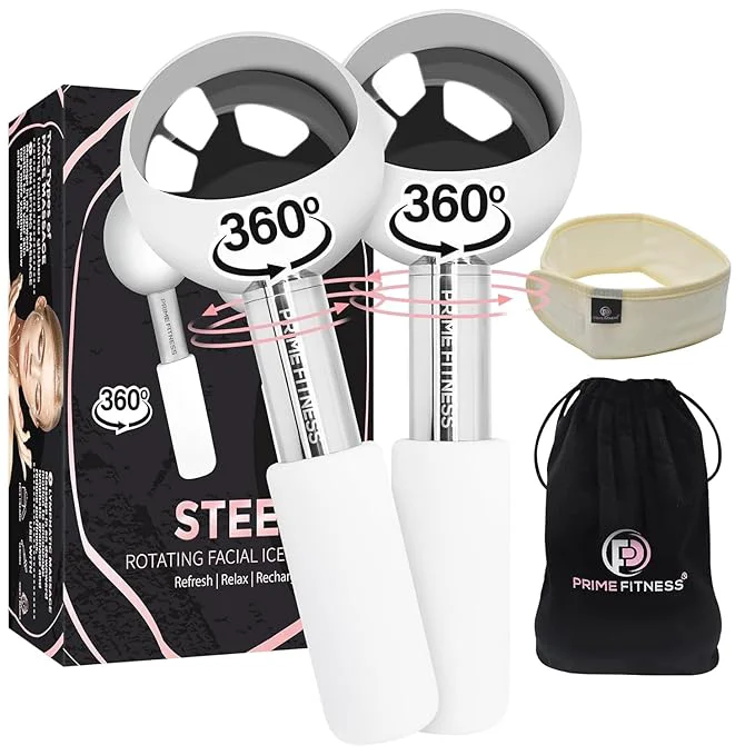 Relaxed PRIME Fitness Ice Globes for Facials Unbreakable Steel Cooling Roller Cryo Specialty
