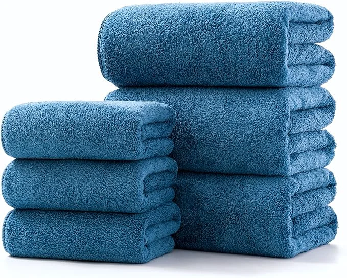 Elite Lumimi Towel Set of 6 Very Soft Microfiber 3 Bath and 3 Hand Towels Quick Dry Clean