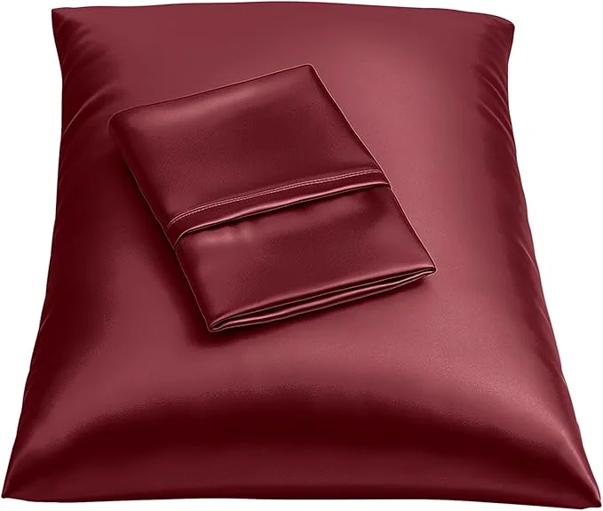 Versatile BLISSFORD Satin Pillowcase with Zipper for Hair and Skin Care Feels Soft and Cool Like a Silk Pillowcase Satin Pillow Cases 2 Pack Slik Pillow Cover Burgundy Queen Set of 2 Exceptional