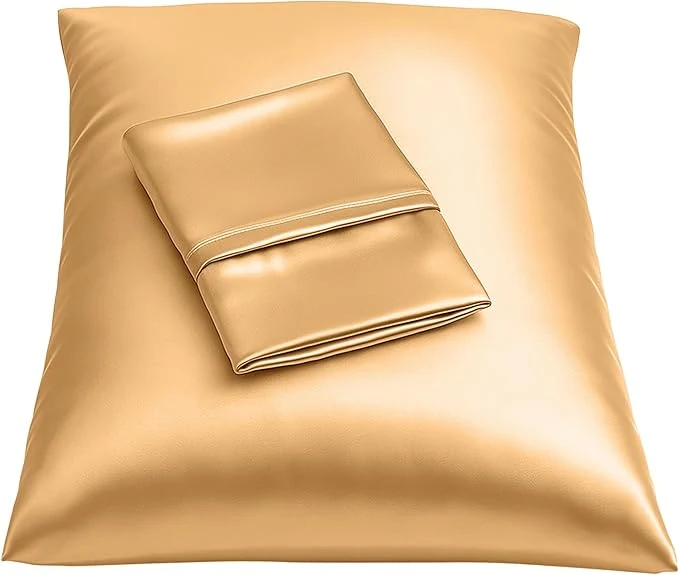 Artisan BLISSFORD Satin Pillowcase with Zipper for Hair and Skin Care Feels Soft and Cool Like a Silk Pillowcase Gold Satin Pillow Cases 2 Pack Slik Pillow Cover Standard Size - Set of 2 Sophisticated