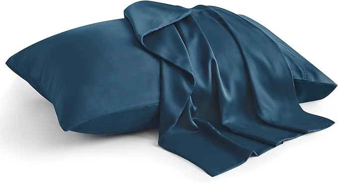 Original Design BEDELITE King Size Pillow Cases Set of 2 Rayon Derived from Bamboo Cooling Pillow Cases for Hot Sleepers amp Night Sweats Breathable and Silky Soft Envelope Pillowcases Navy Blue 20 quot x36 quot Innovative