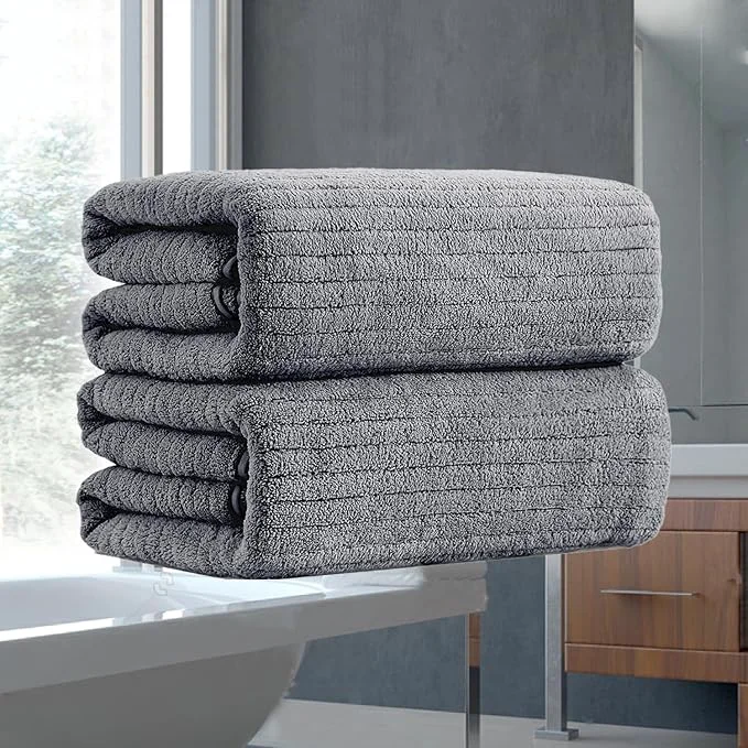Authentic Hailea Grey Hand Towels Set 16x31 Inches Soft Microfibers Bathroom Towel Set 2 Durable