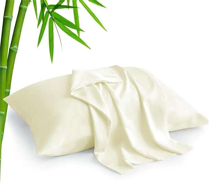 Easy-to-Use BEDELITE Standard Pillow Cases Set of 2 Rayon Derived from Bamboo Cooling Pillow Cases for Hot Sleepers amp Night Sweats Breathable Silky Soft Envelope Pillowcases Cream 20 quot x26 quot Fine Crafted
