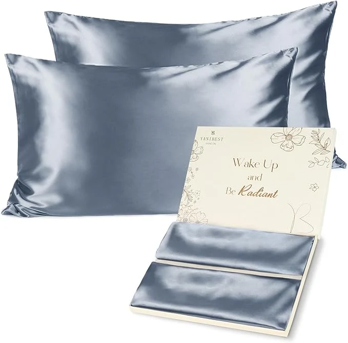 Natural Yani Satin Pillowcase Silk Pillow Cases for Hair and Skin with Zipper Queen Pillow Cases Set of 2 for 20 quot x30 quot Exquisite Packaging for Women Men Stylish