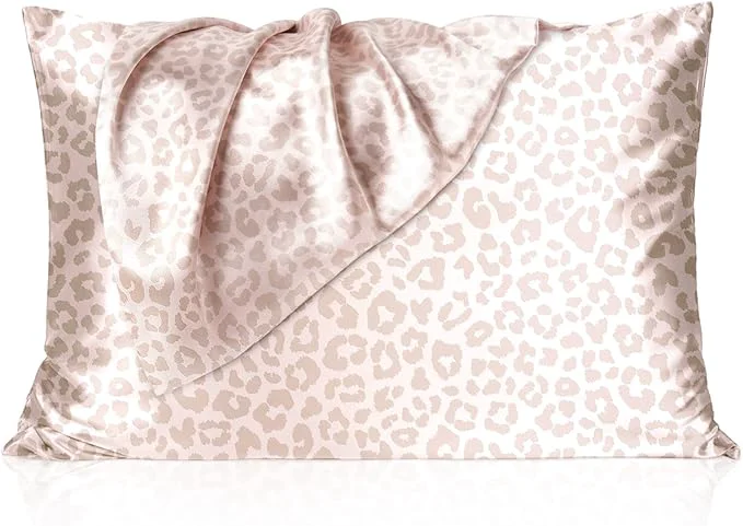 Green Yani 2 Pack Leopard Satin Pillowcase Silk Pillow Cases for Hair and Skin with Zipper Standard Pillow Cases for 20 quot x26 quot Exquisite Packaging for Women Men Recyclable