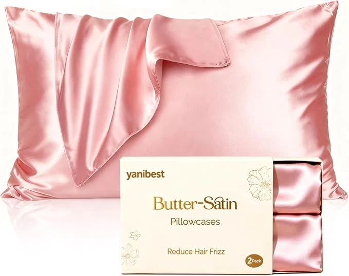 Trendy Yani Satin Pillowcase Silk Pillow Cases for Hair and Skin with Zipper Standard Pillow Cases Set of 2 for 20 quot x26 quot Exquisite Packaging for Women Men Environmentally Friendly