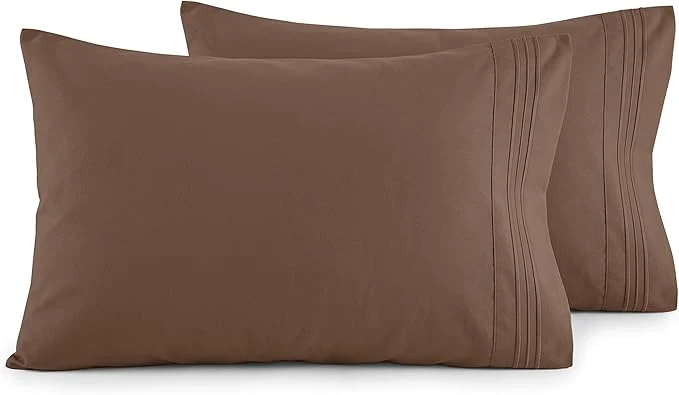 Authentic Elegant Comfort Luxury Ultra-Soft 2-Piece Pillowcase Set - 1500 Premium Hotel Quality Microfiber Double Brushed - Wrinkle Resistant Standard Queen Taupe Outstanding