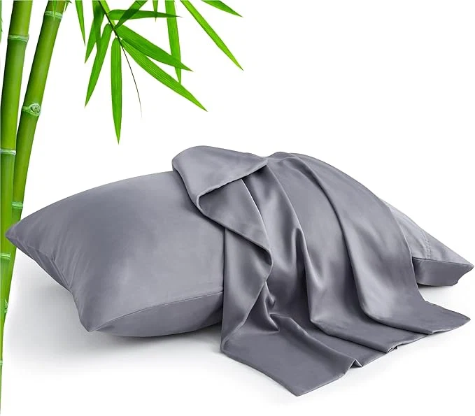Trendy BEDELITE Pillow Cases Standard Size Set of 2 Rayon Derived from Bamboo Cooling Pillow Cases for Hot Sleepers amp Night Sweats Breathable and Silky Soft Envelope Pillowcases Grey 20 quot x26 quot Premium Material