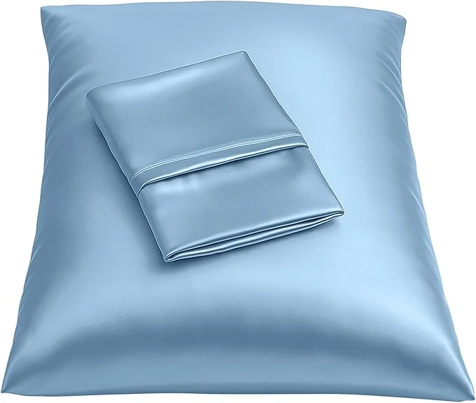 Fine Crafted BLISSFORD Luxury Satin Pillowcase for Hair – King Satin Pillowcase with Zipper Jewel Blue Pillowcase Set of 2 Reusable