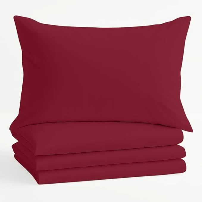 Outstanding Comfort Beddings King Pillowcases Set of 4 – Organic Cotton 600 Thread Count Sateen Soft amp Comfy Pillow Covers with Envelope Closure Burgundy King Size 20 x 40 Inches Reliable