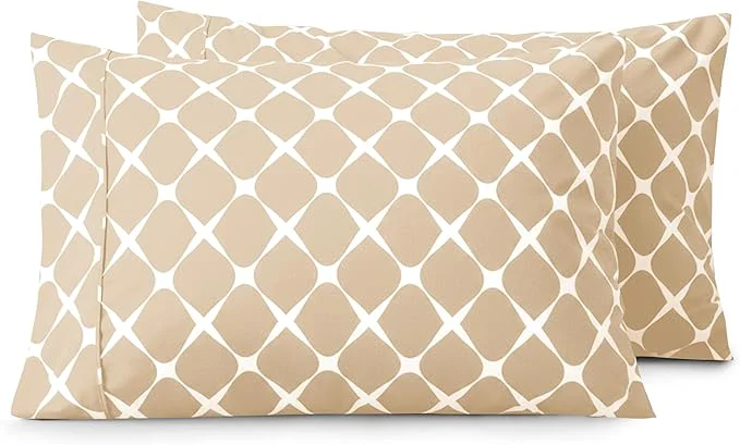 High-Grade Elegant Comfort Luxury Ultra-Soft 2-Piece Pillowcase Set - 1500 Premium Hotel Quality Microfiber Double Brushed - Wrinkle Resistant King Size Bloomingdale Pattern Cream Convenient