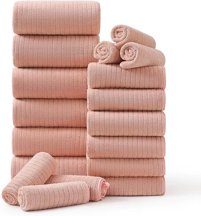Refined 18 Piece Family Bath Towel Set Include 6 Bath Towels 6 Hand Towels and 6 Authentic