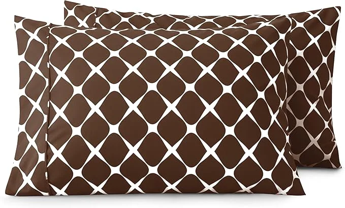 Easy-to-Use Elegant Comfort Luxury Ultra-Soft 2-Piece Pillowcase Set - 1500 Premium Hotel Quality Microfiber Double Brushed - Wrinkle Resistant King Size Bloomingdale Chocolate Brown Stylish