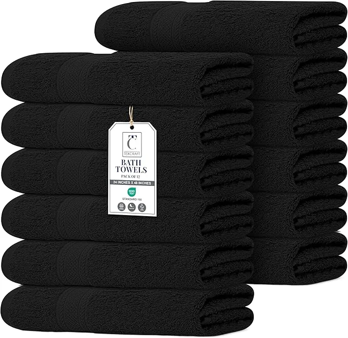 Proven Commercial Bulk Pack of 12 Bath Towels – Cotton Terry 24 x 48 – I High-Quality