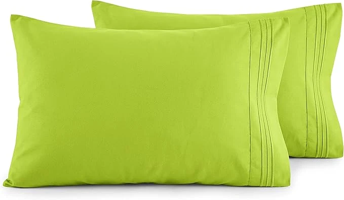 Authentic Elegant Comfort Luxury Ultra-Soft 2-Piece Pillowcase Set - 1500 Premium Hotel Quality Microfiber Double Brushed - Wrinkle Resistant King Lime Responsible