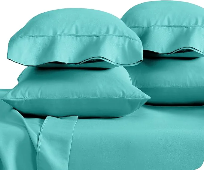 Exceptional Bare Home Microfiber Bulk Pillow Cases - Standard Queen Size Set of 4 - Cooling Pillowcases - Double Brushed - Turquoise Pillowcases 4 Pack - Easy Care Standard - 4 Pack Turquoise Secure