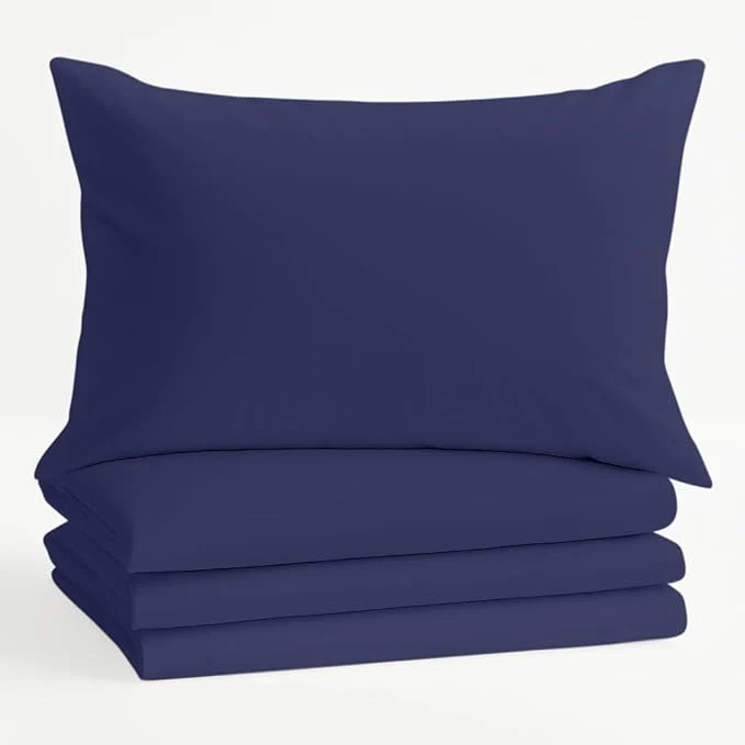 Lightweight Comfort Beddings Standard Pillowcases Set of 4 – Organic Cotton 600 Thread Count Sateen Soft amp Comfy Pillow Covers with Envelope Closure Blue Standard Size 20 x 26 Inches Functional