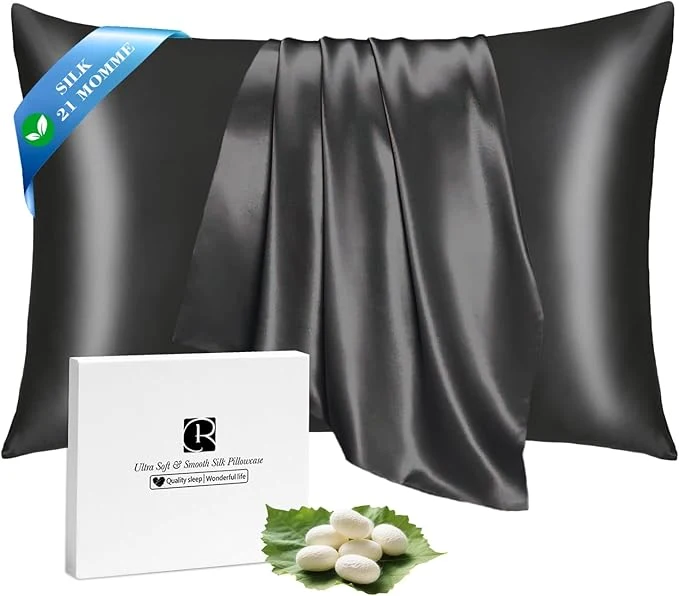 Contemporary Ravmix Silk Pillow Cases with Zipper 21momme Mulberry Silk Pillowcase for Hair Skin Health Soft Smooth Breathable Cool Pillow Cover for Beauty Sleep with Gift Box 1PC Queen 20 quot x30 quot Black