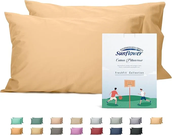 Innovative Sunflower Queen Pillowcases Set of 2 Cotton Queen Size Pillow Cases 2 20×30 inches Desert Mist Soft and Breathable World-Class