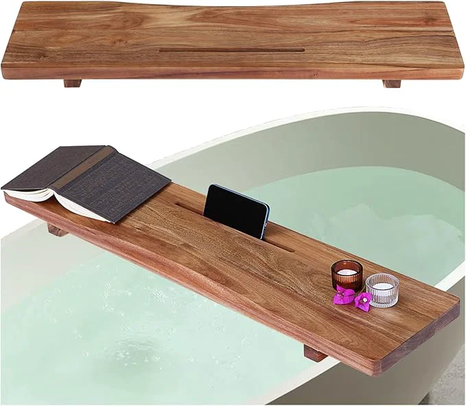 Classic Premium 1.2IN Thickened Board Acacia Wood Bathtub Tray Caddy Convenient