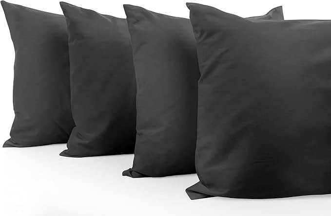 Authentic Comfort Beddings Queen Pillowcases Set of 4 – Organic Cotton 600 Thread Count Sateen Soft amp Comfy Pillow Covers with Envelope Closure Grey Queen Size 20 x 30 Inches Artisan