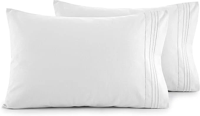 Trusted Elegant Comfort Luxury Ultra-Soft 2-Piece Pillowcase Set - 1500 Premium Hotel Quality Microfiber Double Brushed - Wrinkle Resistant King Size White Lightweight