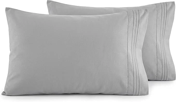 Functional Elegant Comfort Luxury Ultra-Soft 2-Piece Pillowcase Set - 1500 Premium Hotel Quality Microfiber Double Brushed - Wrinkle Resistant King Size Silver Blue Exceptional