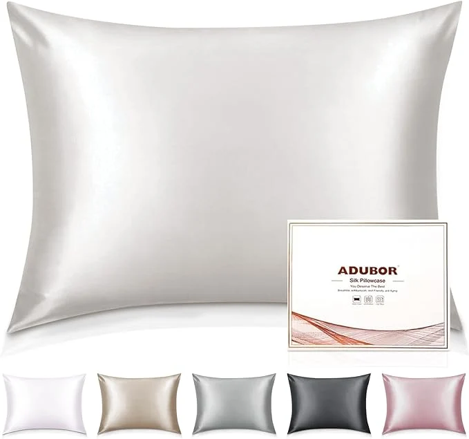 Original Adubor Silk Pillowcase - Mulberry Silk Pillow Cases 23 Momme 6A Grade Fibers Silk Pillow Case for Hair and Skin Health with Hidden Zipper Queen 20 39 39 x30 39 39 Lvory White 2PC Superior